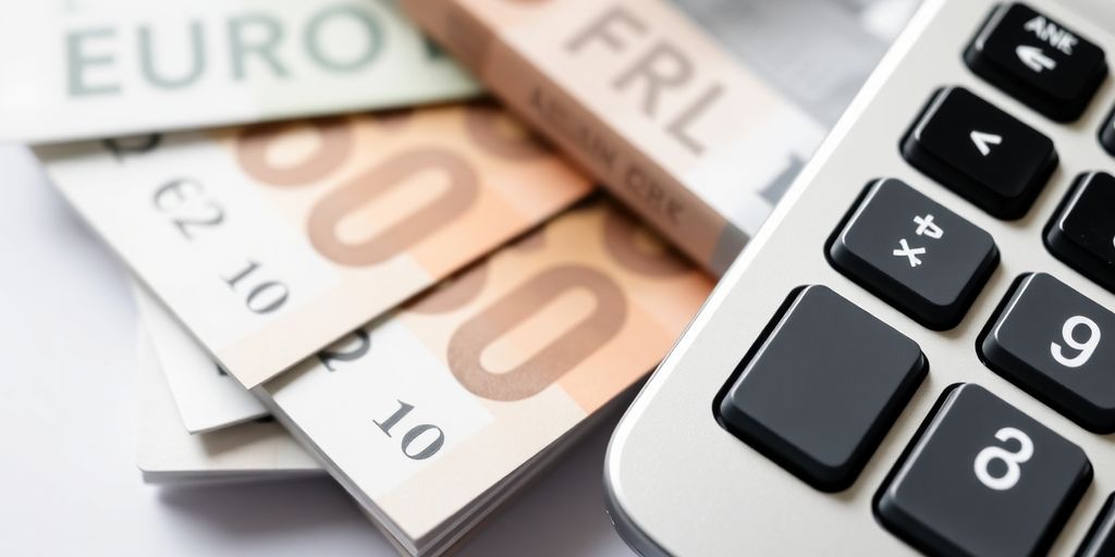 Calculatrice et euros pour le calcul du SMIC.