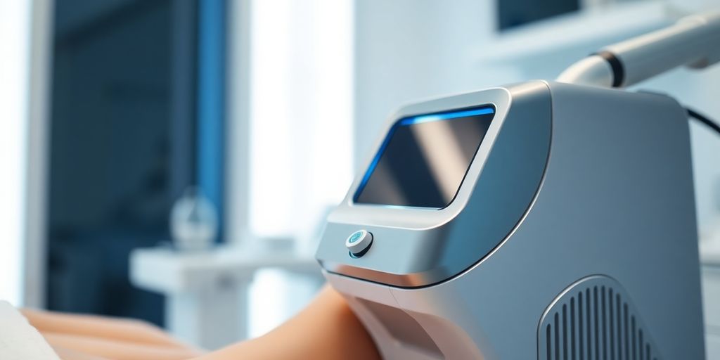 Equipamento de laser em ambiente clínico moderno.