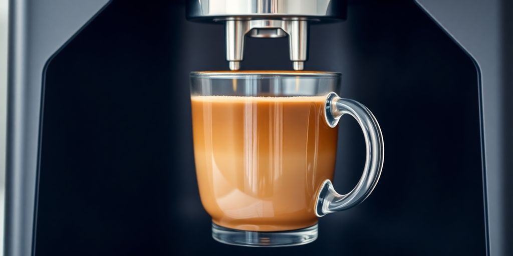 Modern coffee machine brewing a quick cup.
