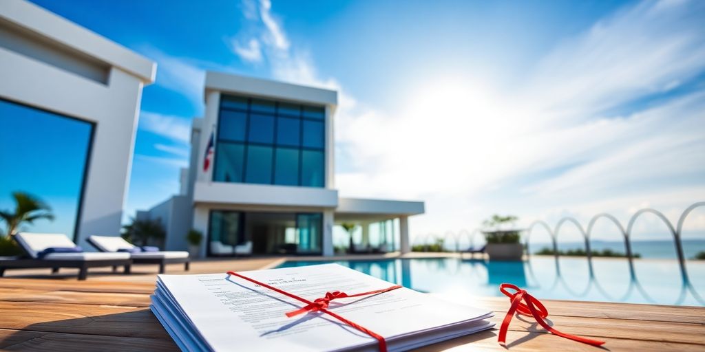 Coastal Phuket villa, Thai flag, legal documents.