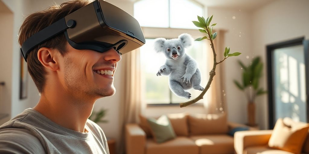 Holographic koala appears in Australian living room.