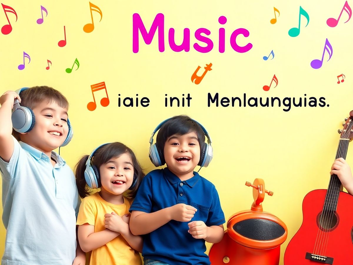 Copii ascultând muzică, fericiți și jucăuși.