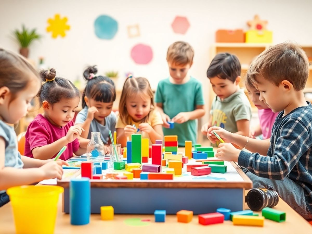 Copii creativi implicati in activitati distractive si practice.