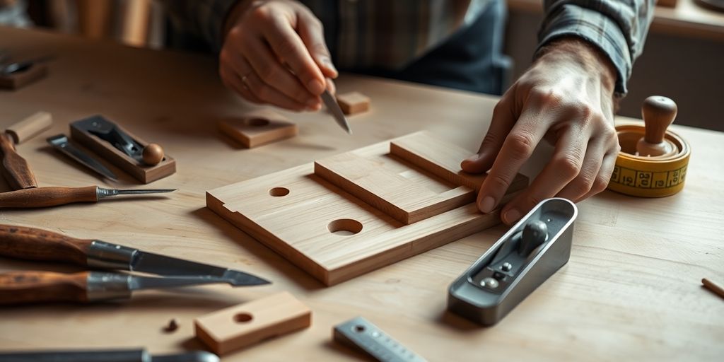 Illustrative image: carpentry tools and a meticulously crafted resume.