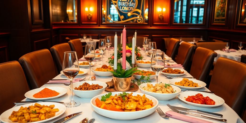 A beautifully arranged table for a birthday celebration.