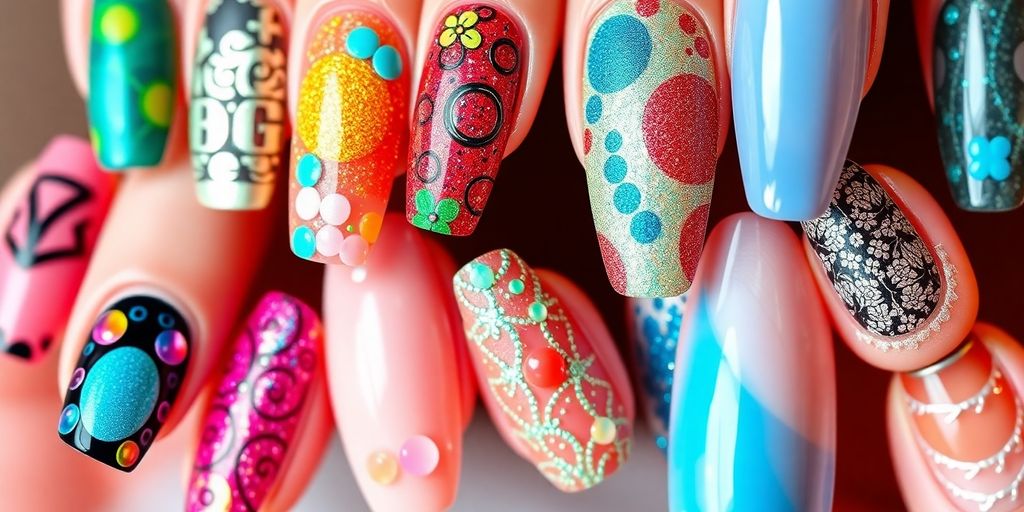 Unhas em gel coloridas e sofisticadas.