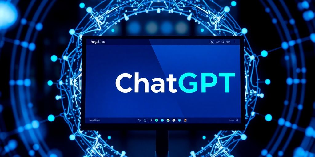 ChatGPT interface with glowing digital elements.