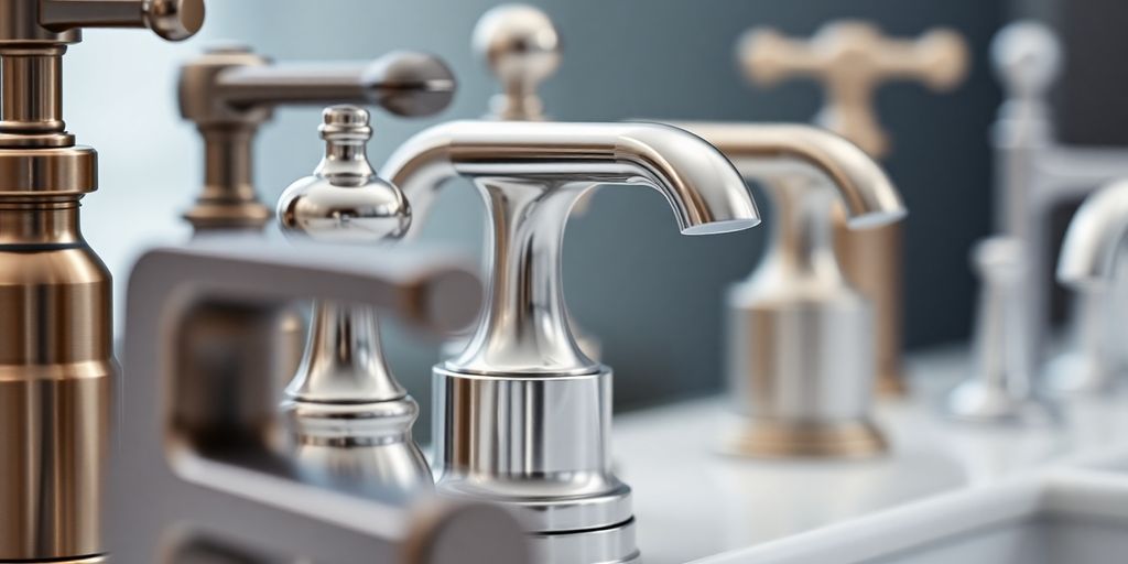 Elegant bathroom tap designs in various styles.