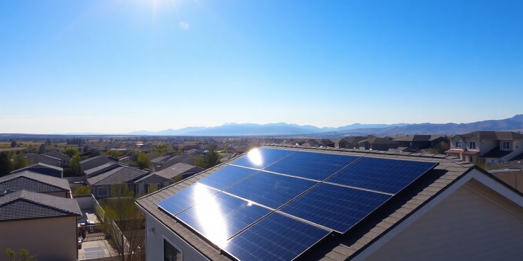 Solar panels installed on a sunlit Colorado home.