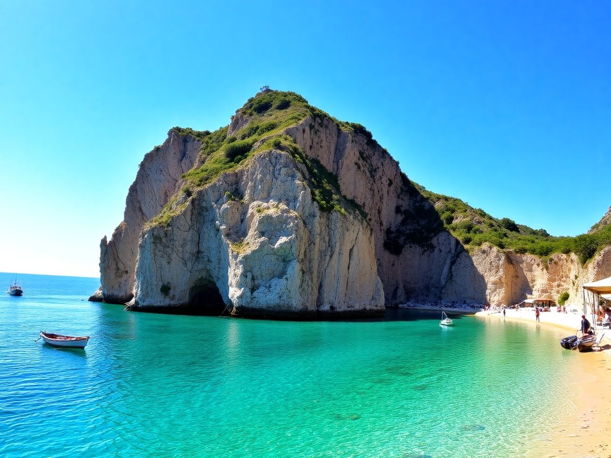 Mar turquesa y arena blanca en Cala Salada, Ibiza.