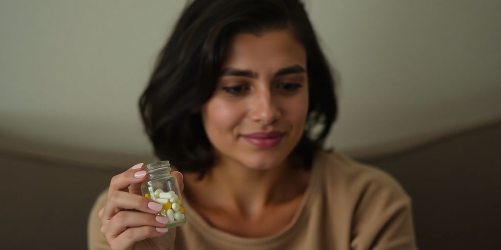 Person looking thoughtful, considering medication options.