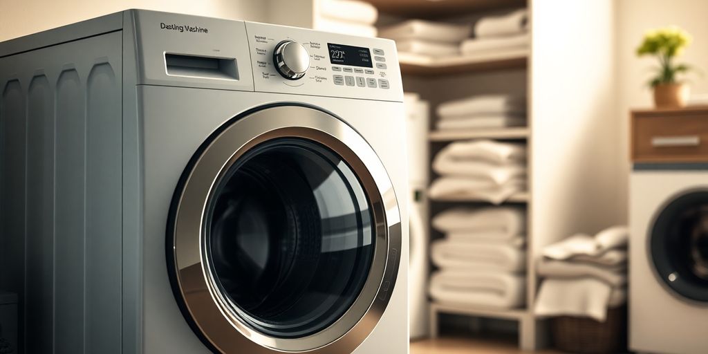 Moderne Waschmaschine in einem stilvollen Waschraum