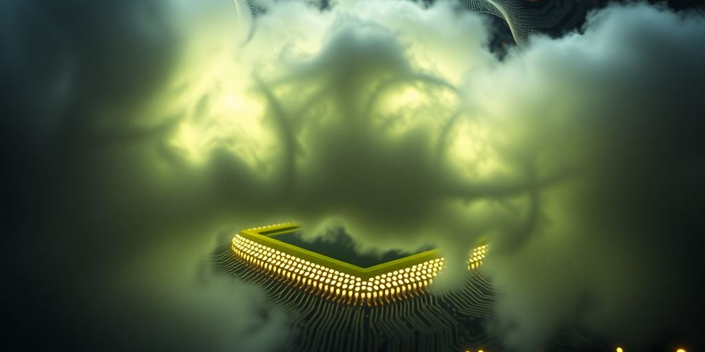 Nvidia chip with a cloudy sky background.