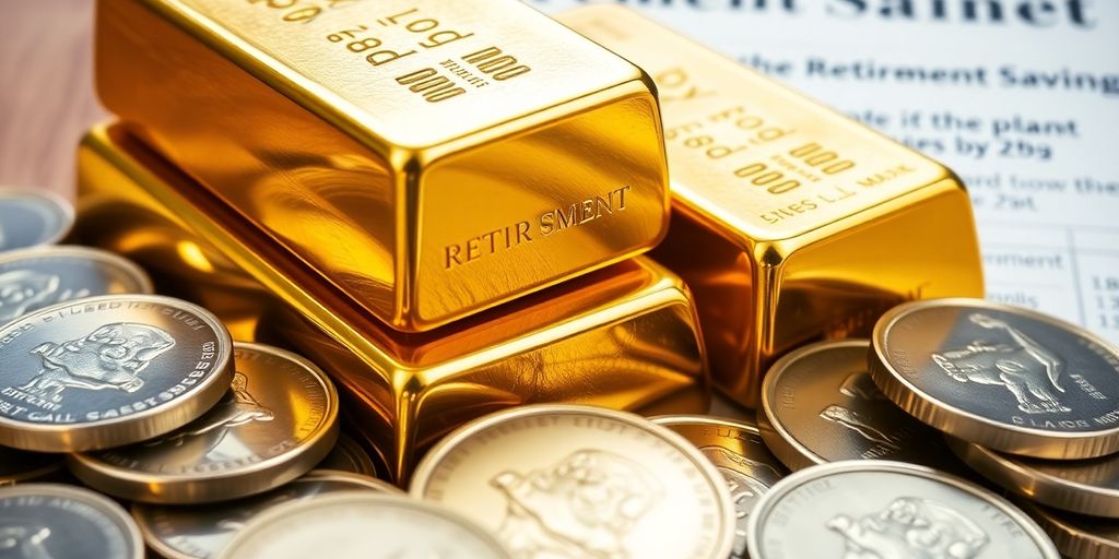 Barres d'or et pièces d'argent, symboles de richesse.