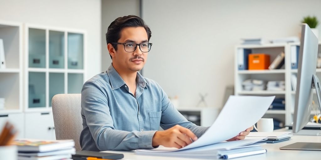 Professional accountant at desk, illustrative