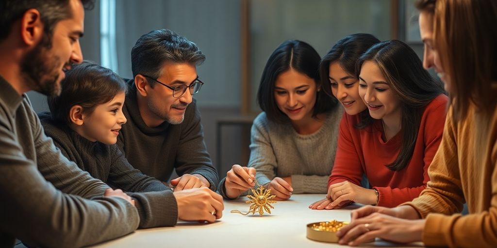 Une famille se réunissant pour discuter d’un héritage.