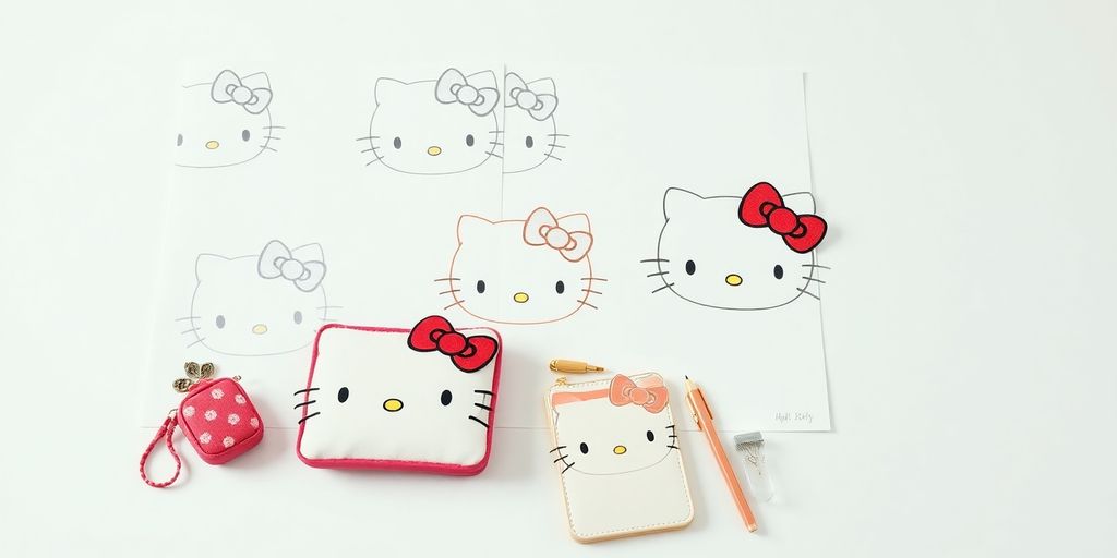 Hello Kitty design sketches and early merchandise