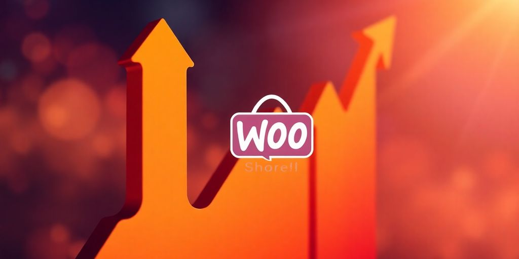 Growth chart turning into a WooCommerce store icon.