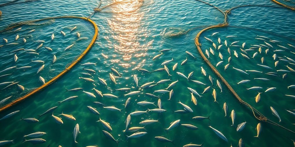 Criação de peixes em viveiros de águas salobras.
