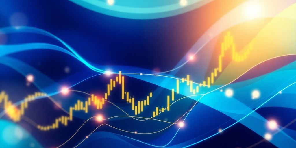 Abstract trading chart with financial market data.