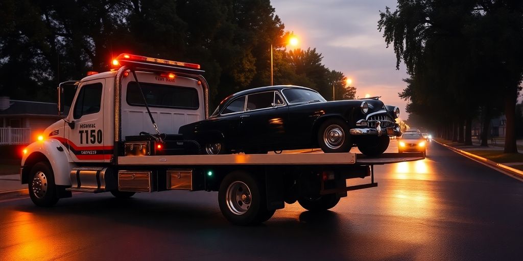 Grúa remolcando vehículos especiales