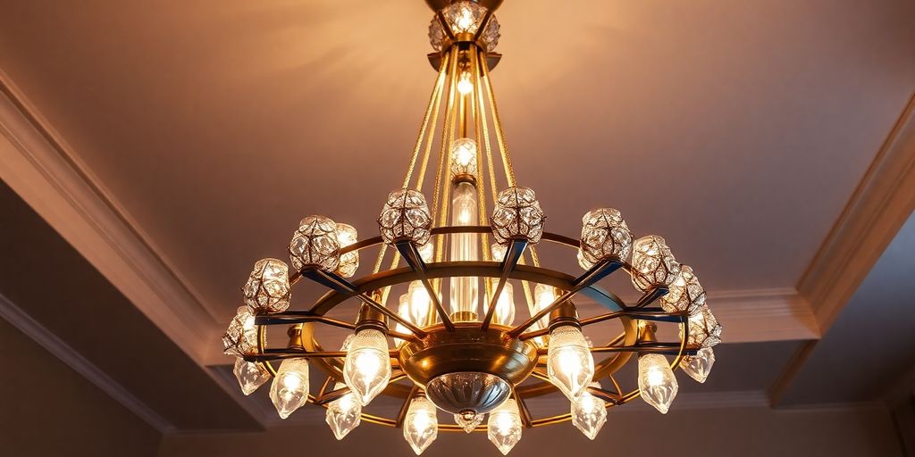 Art Deco DIY chandelier with geometric shapes and elegance.