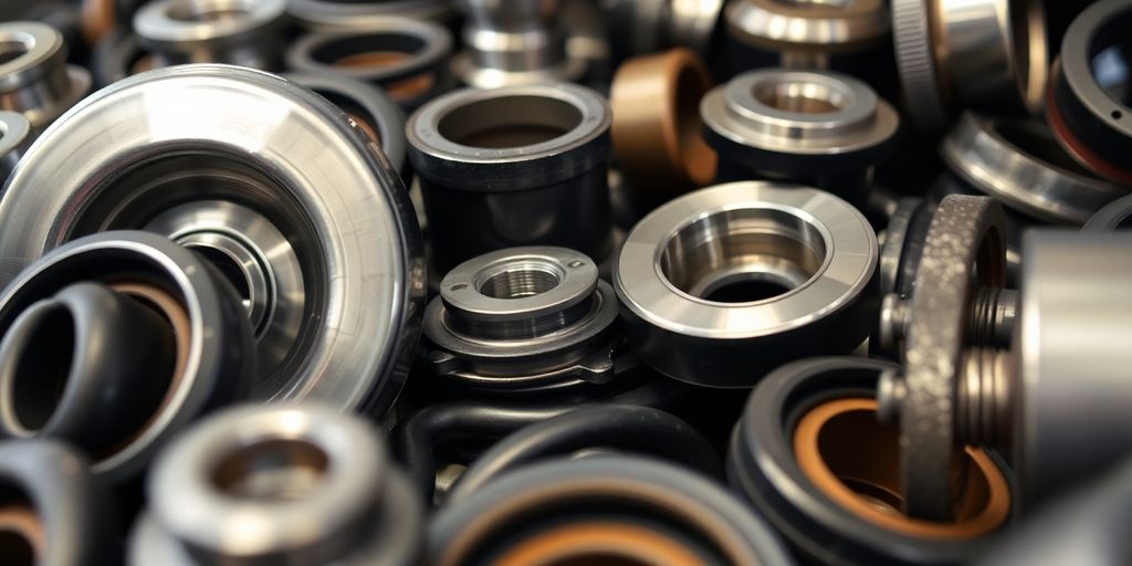 Assorted Kia car parts, metal and rubber components.