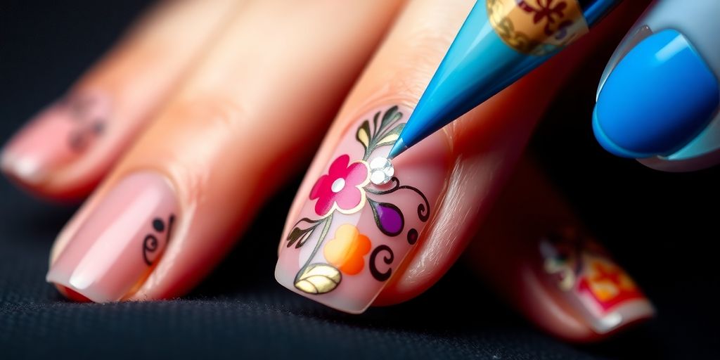 Unhas bem cuidadas e coloridas de manicure.