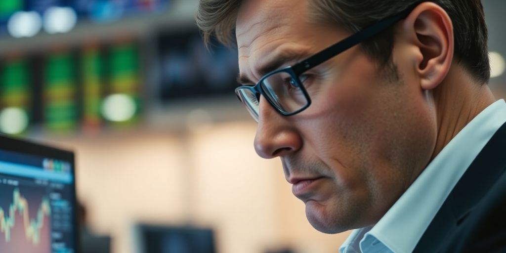 Trader analyzing data, emphasizing options trading strategy.