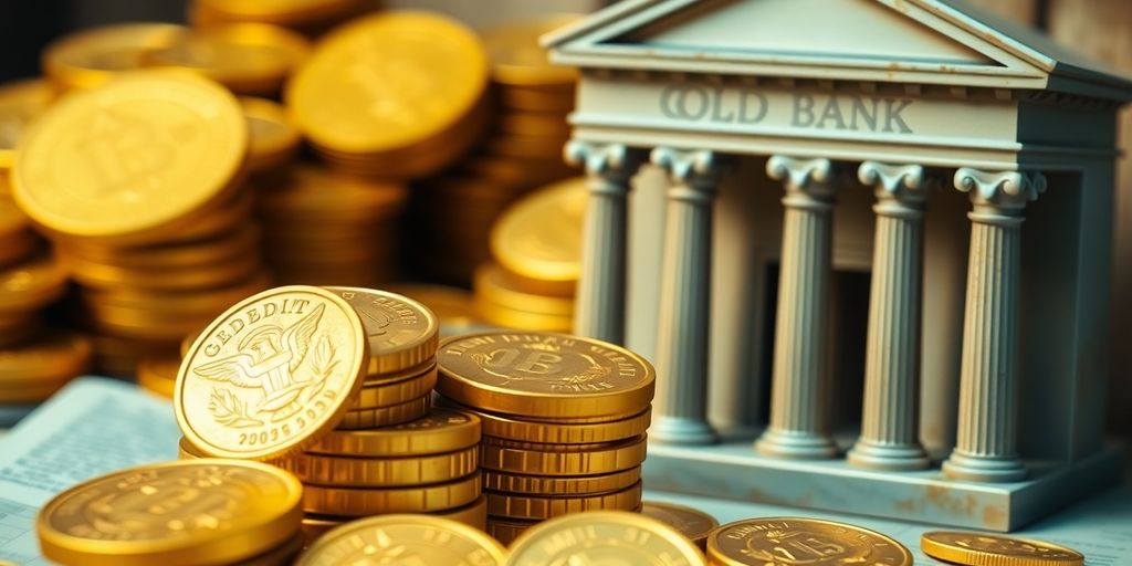Pièces d'or et banque vintage, héritage financier.