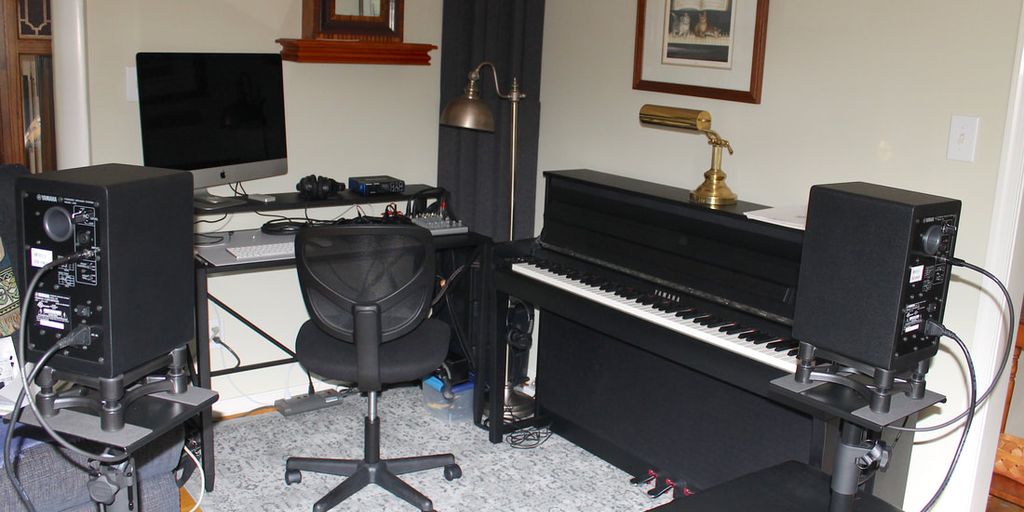 musician in a recording studio with futuristic elements