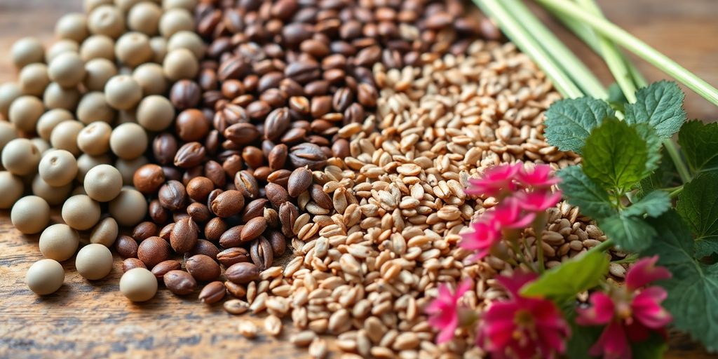Fontes naturais de fitoestrógenos como soja e linhaça.