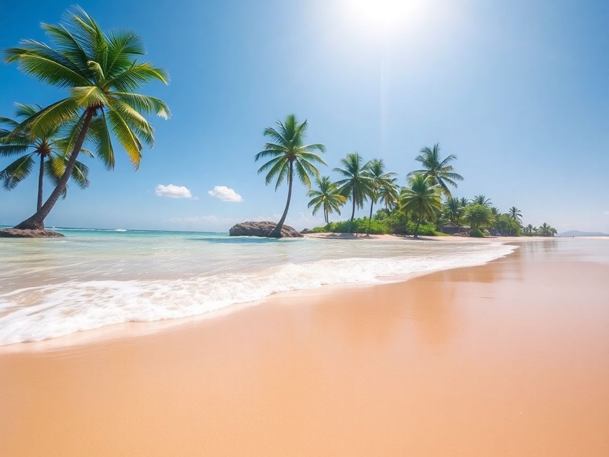 Ofertă de vacanță last-minute pe o plajă însorită.