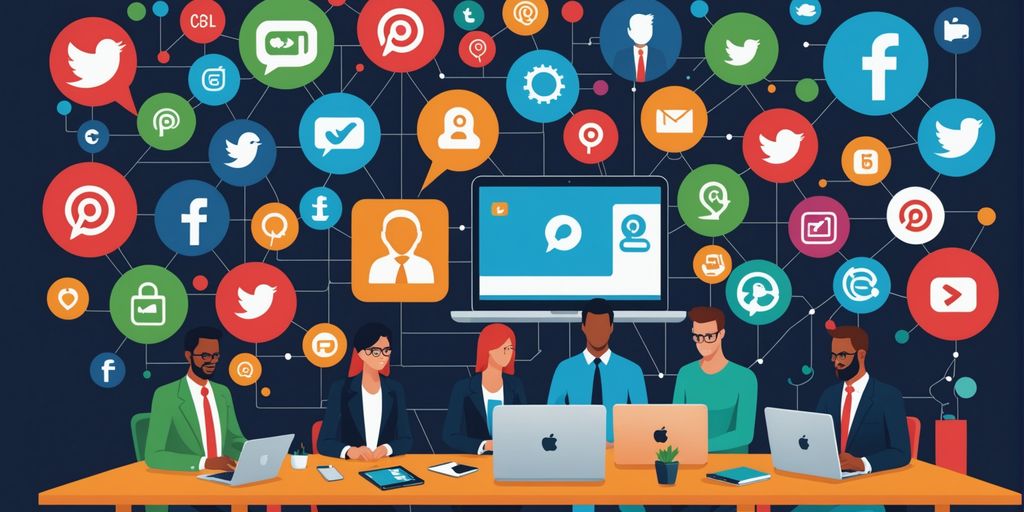 Professionals collaborating on digital marketing