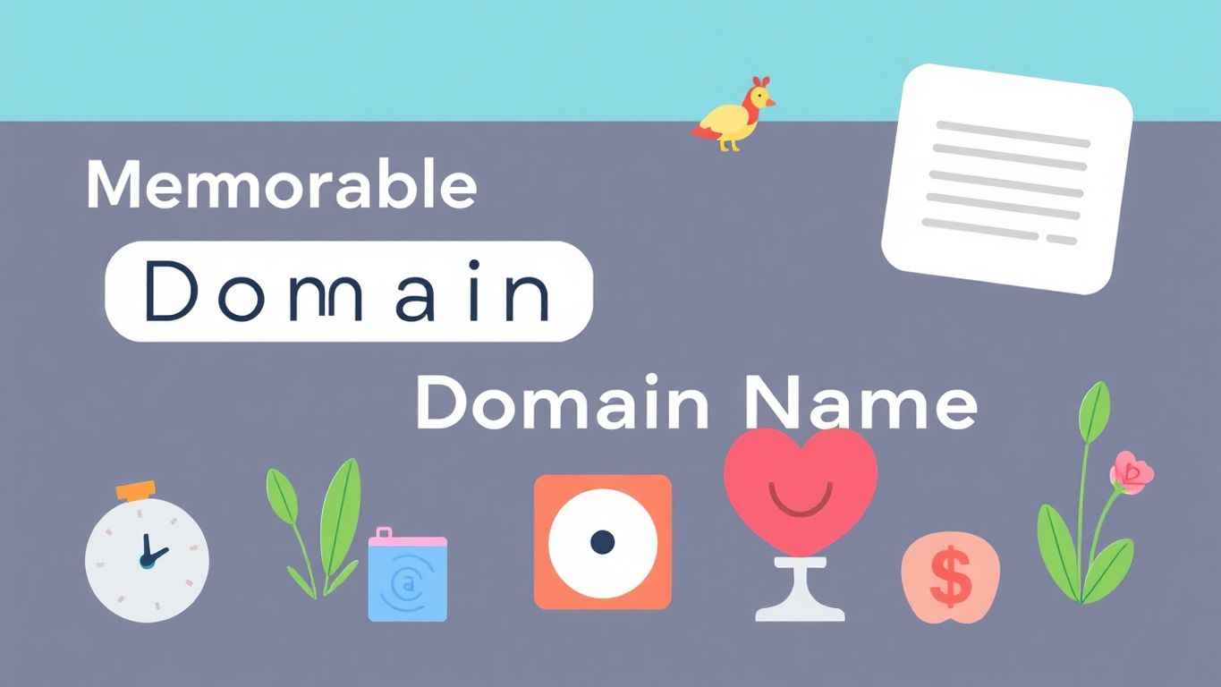 Illustrasjon av minneverdig domenenavn i myke farger.