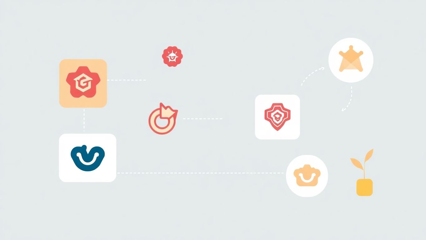 Unik logo design med moderne illustrasjoner og myke farger.