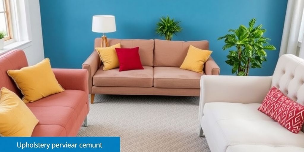 تنظيف المفروشات بألوان زاهية وأدوات تنظيف محترفة