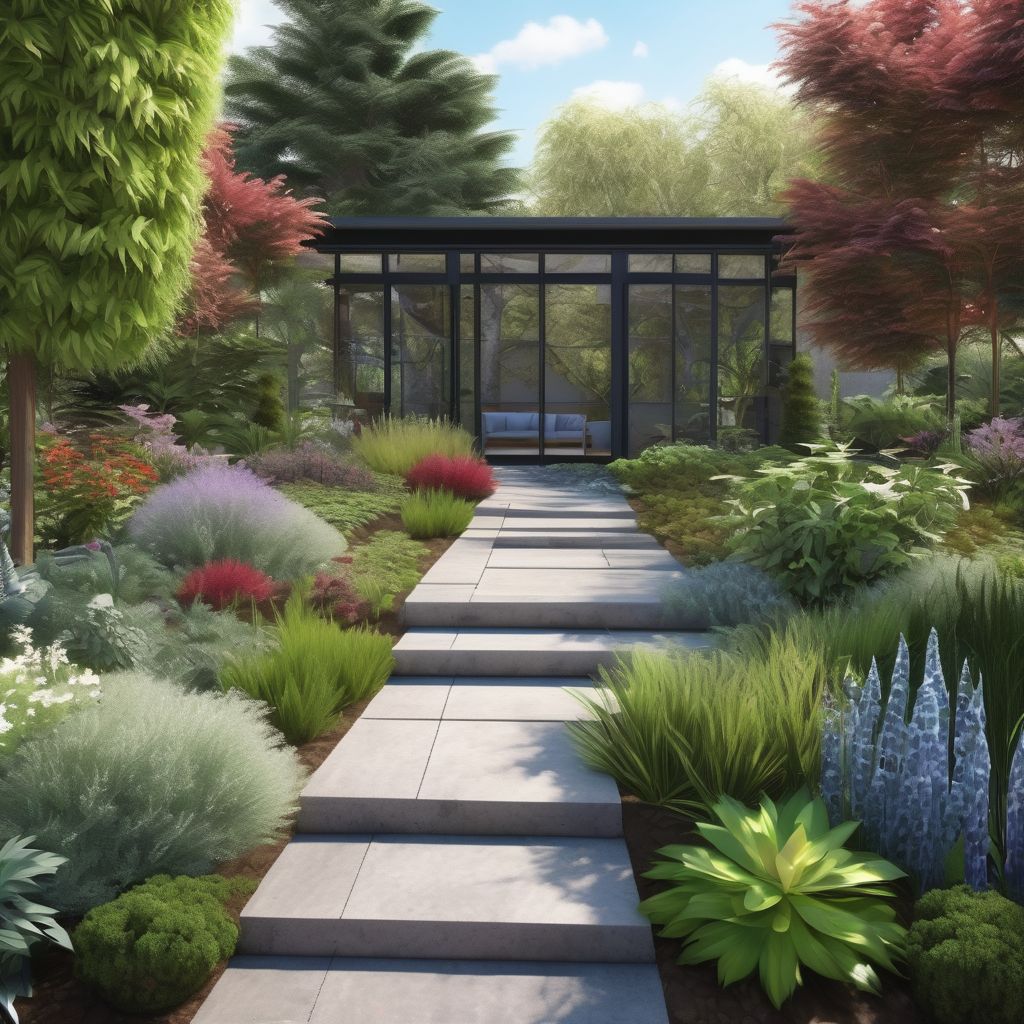 landscape design garden with diverse plants