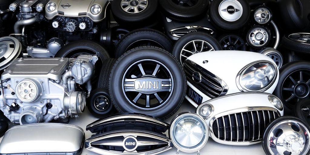 MINI car parts neatly organized.