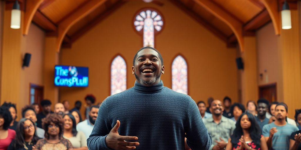 Keion Henderson speaking at The Lighthouse Church.