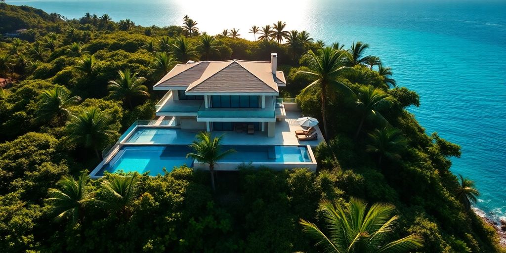 Tropical villa with a pool.