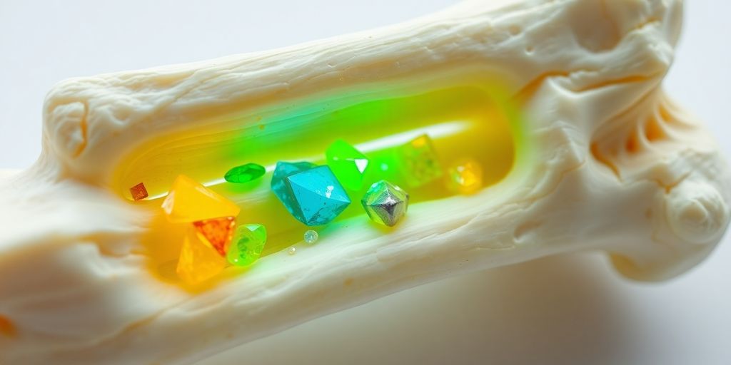 Bones with minerals sparkling around them