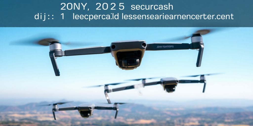 Drones DJI en vol dans un paysage dynamique.