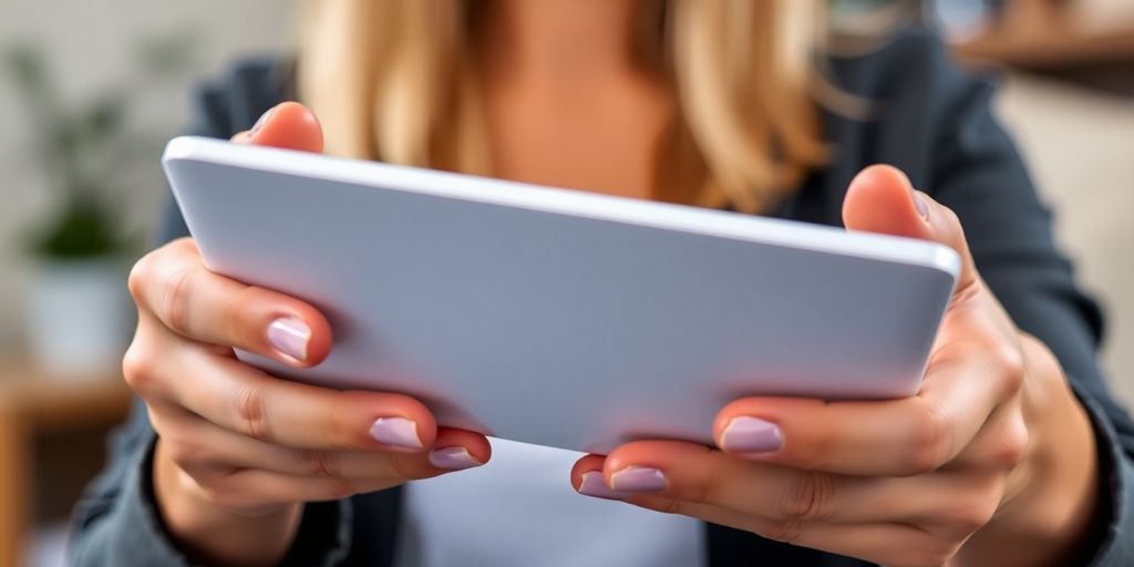 Person using a sleek, modern 2-in-1 health monitor.
