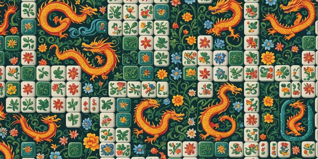 Colorful Mahjong animal tiles close-up