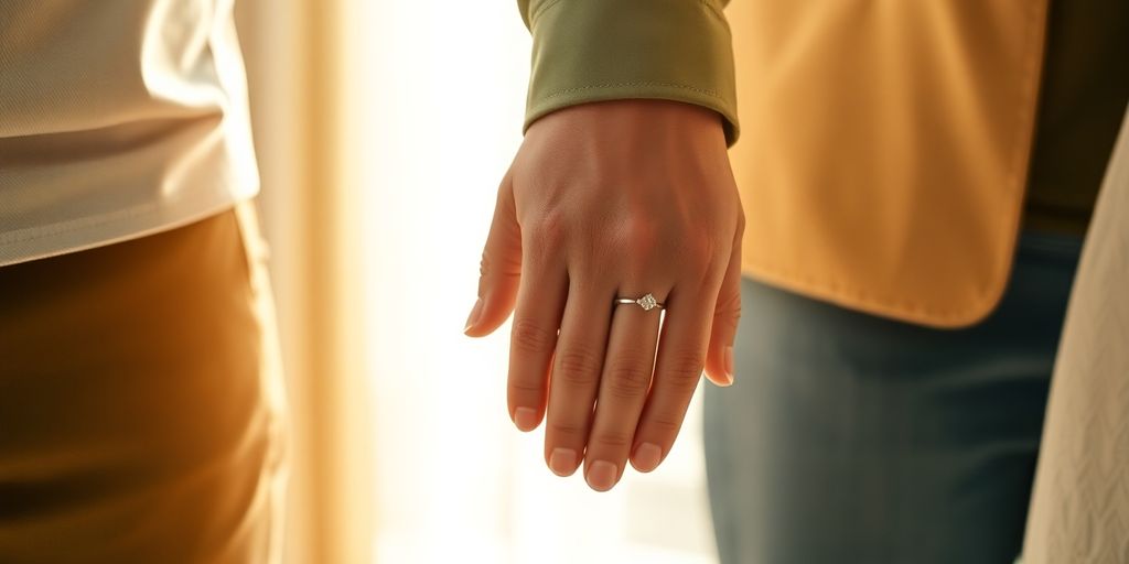 Couple holding hands, sunlight