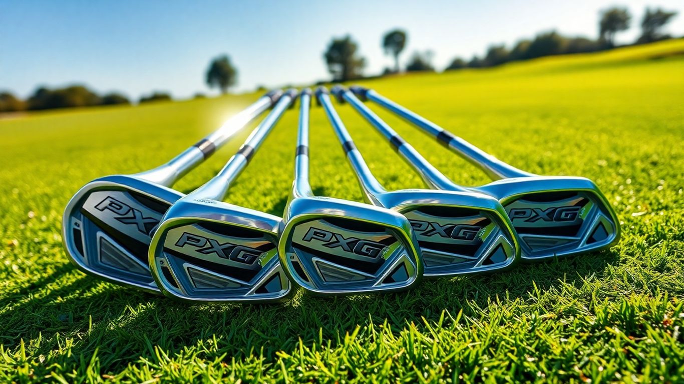 PXG iron clubheads on a golf fairway