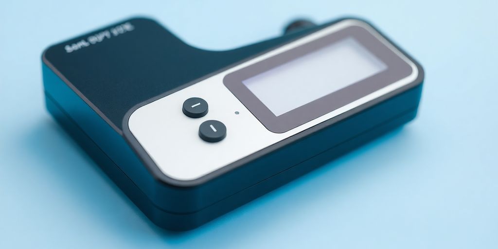 Close-up of a sleek, modern sugar detector machine.