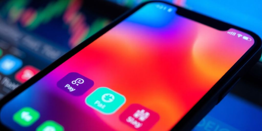 Smartphone with colorful trading app interface for beginners.