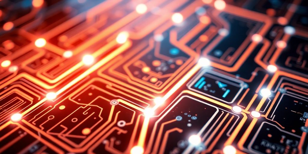 Close-up of a glowing circuit board connection.